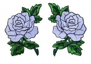 Quality White Rose Flower Embroidered Patches Velcro Backing For Clothing for sale