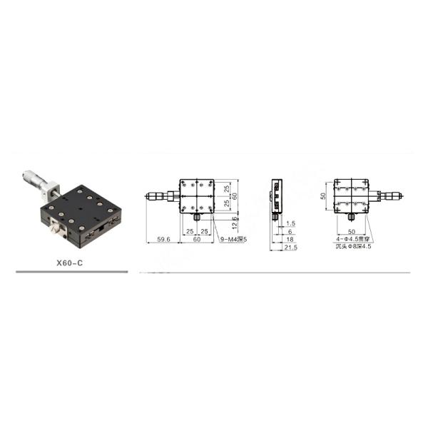 Black Optical Alignment Manual Linear Stage Multifunction