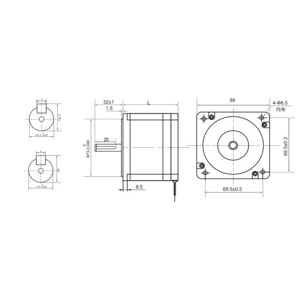 Nema34 stepper motor 12N.m(1715oz-in) 6.0A shaft diameter 12.7/14mm motor length 156mm