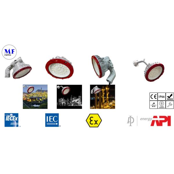 20W-100W Ex LED Explosion Proof Light With IP66 IK10 Tempered Glass Stainless Steel Aluminum
