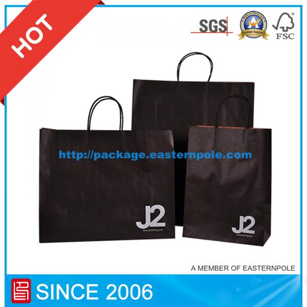 Buy Machine Made Black Kraft Paper Shopping Gift Bag at wholesale prices