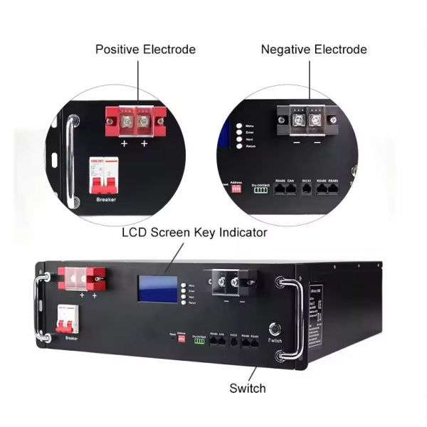 48V 200Ah Modular Rack-mounted Li-ion Battery with Smart BMS and Stackable Design for Industrial Energy Storage