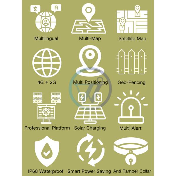 Solar-Powered Livestock Smart GPS Locator with Collar for Animal Cattle Sheep Horse Deer Camel Hunting Dog