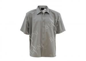 Quality Grey Color Mens Oxford Work Shirts , Short Sleeve Button Up Work Shirts Anti Wrinkle for sale