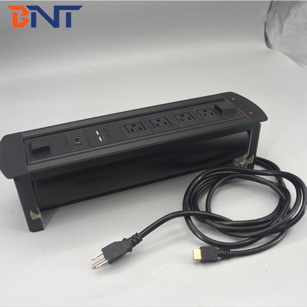 Hidden office motorized flip up power data desktop socket outlets