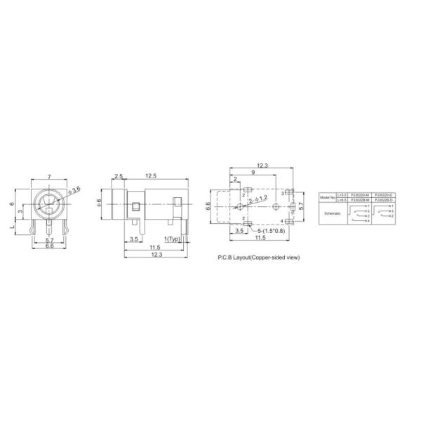 3.5 Dip Phone Jack PJ30220 Connector