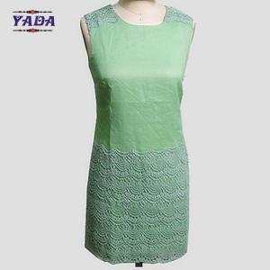 China High quality elegant sleeveless green girls a line skirt summer dress 2017 women dresses ladies with lace on sale