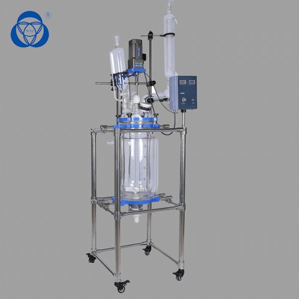 High Borosilicate Single Layer Glass Reactor Double Walls Semi Automatic