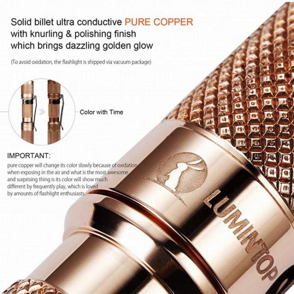 Super Bright Lumintop Tool AAA Copper Flashlight , Custom AAA EDC Flashlight