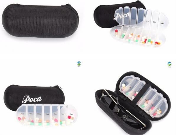 new style 7case plastic pill box with glasses box, one week 28 compartment with biger box plastic pill holder, Pop up pl