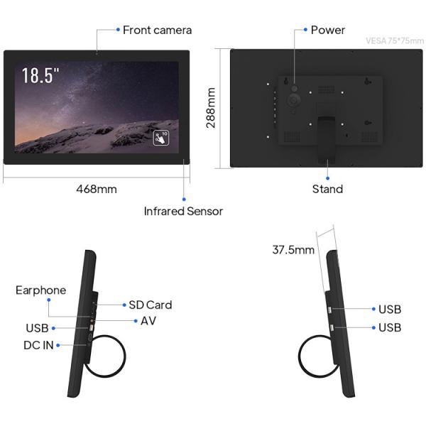 18.5Inch Interactive Touch Screen Monitor With Smart Brightness Control