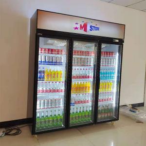 China 1500L Vertical Commercial Beverage Refrigerator Three Glass Door on sale