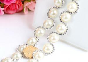 Quality diamond fancy cup chain Pearl chain wedding dress rhinestone chain accessory for sale