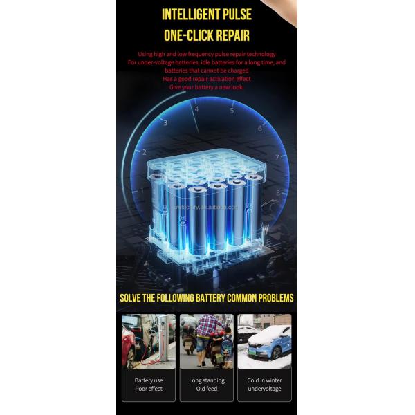 12V 8A Intelligent Pulse Repair Battery Charger for 4-100ah Battery Pack Advanced Technology and Automatic Identification