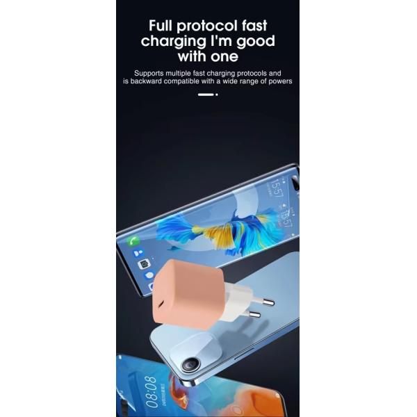 30W Portable USB Wall Charger Adapter For Mobile Phones With Type-C Port Output 5V/3A 5A Current White PC Fireproof