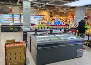Quality R600a Chest Deep Freezer For Supermarket Sliding Glass Door Island Refrigerator for sale