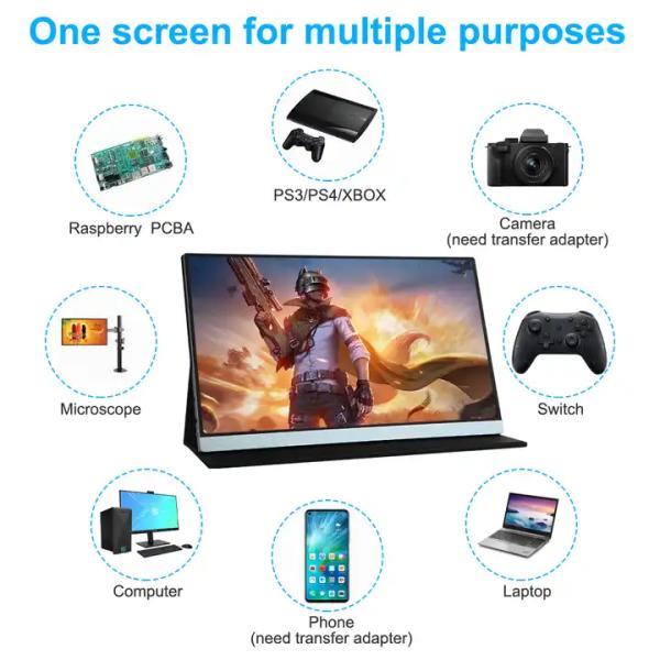 17.3 Inch USB-C Portable Monitor With Built In Battery 10000mAh Touch Screen 4K For Laptop