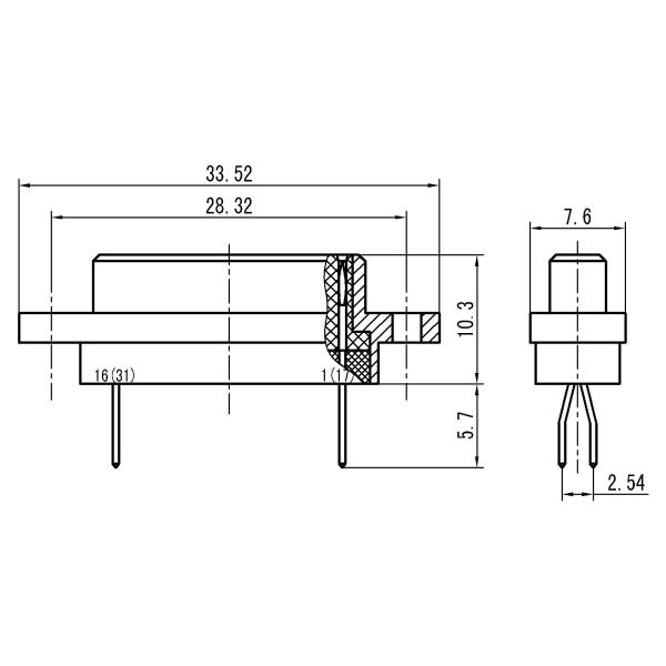 J30J 31-Core Male Straight Solder PCB Micro Rectangular Connector