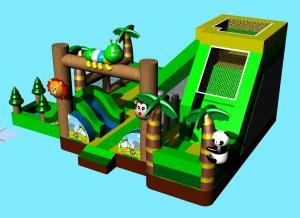 China Green Animal Theme Panda Inflatable Amusement Park Toddler Playground Bouncer Castle on sale
