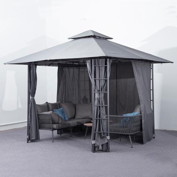 Hardtop Gazebo 13x11ft With Wood Posts And Mosquito Netting