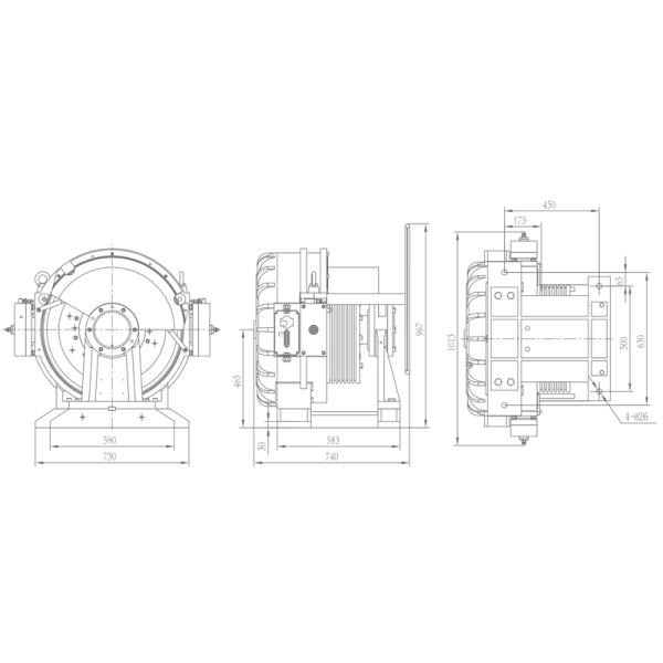 Mechanical Load 1250kg PM Gearless Elevator Machine For Elevator Lift
