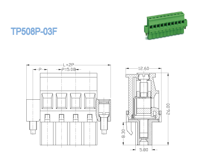 Female PCB Plug In Terminal Block 300V 18A Din Rail With 2P - 22P