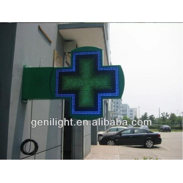 1G Pixel Configuration Custom Size Full Color Pharmacy LED Cross Sign with RGB