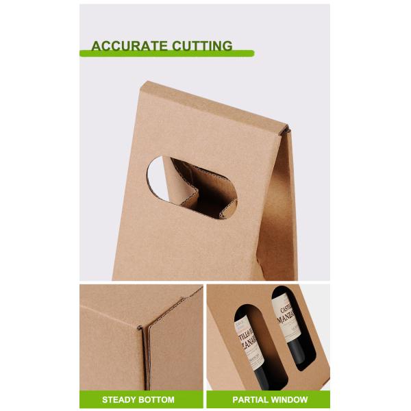 Brown Corrugated Paper Wine Packaging Gift Box With Handle