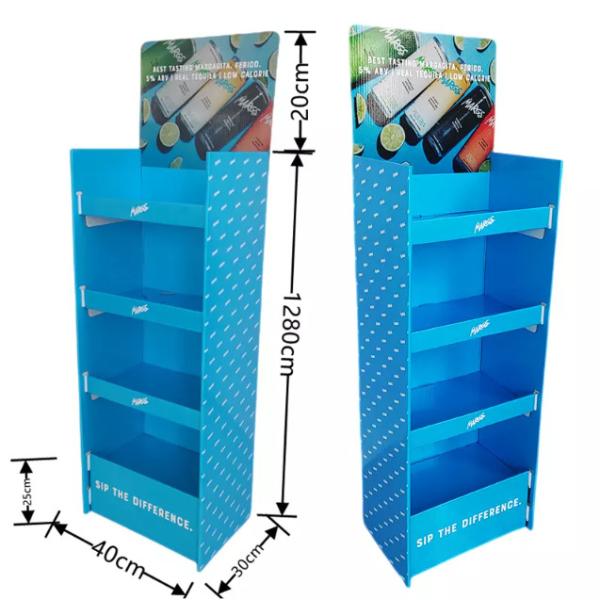Corrugated Beverage Supermarket Retail Cardboard Shelf Display For Drinks Water