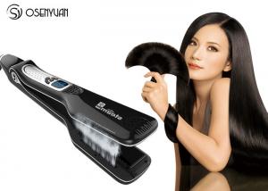 Quality Portable Home Hair Straightener , Electric Ion Titanium Ceramic Flat Iron Hair Steam Brush for sale