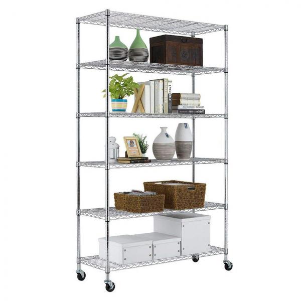 Buy 6 Tier Stainless Steel Rack For Dorms Storage / Mobile Wire Shelving Cart at wholesale prices