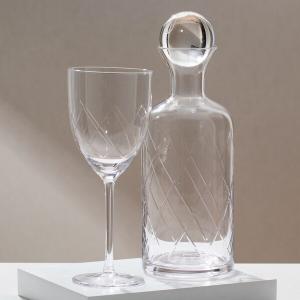 China 42 Ounce Clear Glass Carafes Hand Blown 1200ml Glass Bottle With Stopper on sale