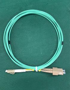 Quality Multimode Aqua Fiber Patch Cable LC LC Duplex Patch Cord OM3-300 2.0mm Diameter for sale