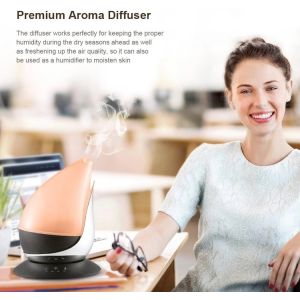 Drop Shape 350ml Glass Ultrasonic Diffuser With Wood Grain Base