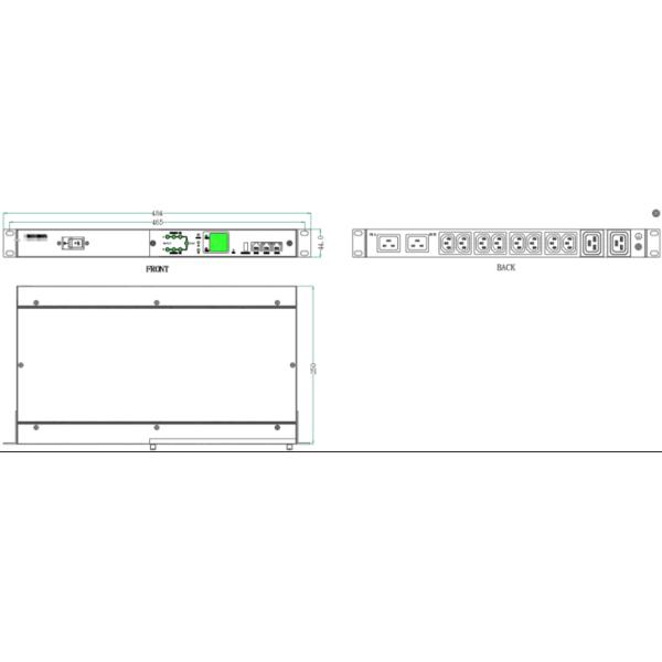 200-240VAC 2x16A Dual-Input Switched Rack PDU with KN-1 Protection Monitoring