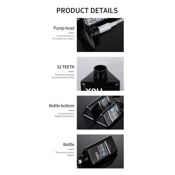 Wholesale 100ml 200ml 300ml Triangle Shape Recycle Plastic Pet Lotion Container Black Airless Pump 500ml Shampoo Bottles