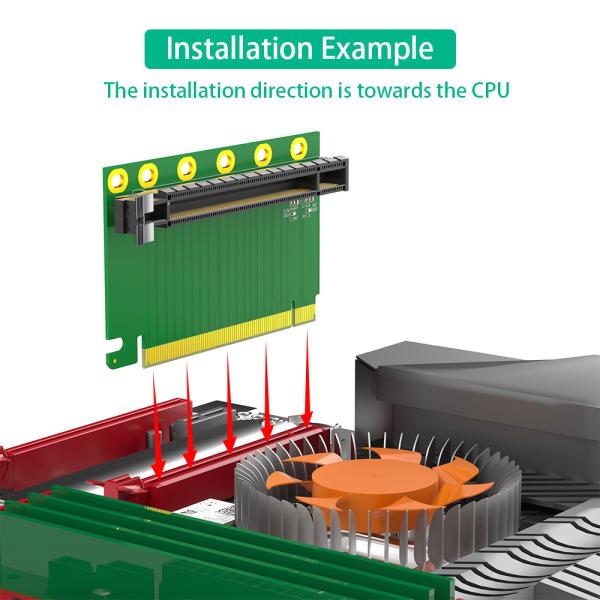 PCI-e 16X 3.0 90 Degree Reverse Male to Female Riser Card Adapter For 2U Server (Installation Direction towards CPU)
