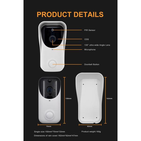 6pcs IR LED Smart Video Doorbell 1080P Tuya Smart Life Video Doorbell