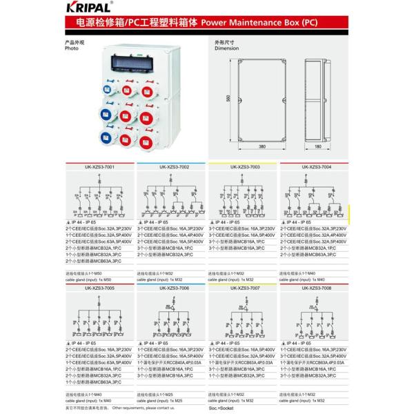 32A 440V IP67 Industrial Maintenance Box Power Supply Waterproof