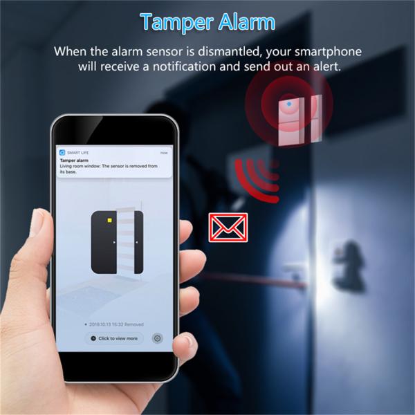 Smart Wi-Fi Door Sensor Door Open / Closed Detectors Magnetic Switch Window Sensor Home Security Alert(ZX-D21)