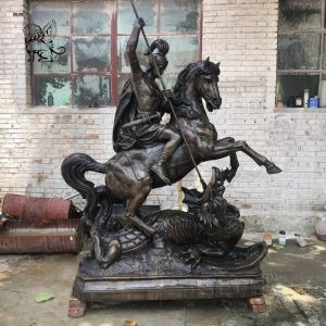Quality St. George Slaying The Dragon Statue Bronze Metal Craft Life Size Religious Custom for sale