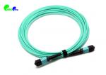 OM3 12F 3.0mm MPO Trunk Cable MPO Female to MPO Female 50 / 125μm With LSZH Aqua