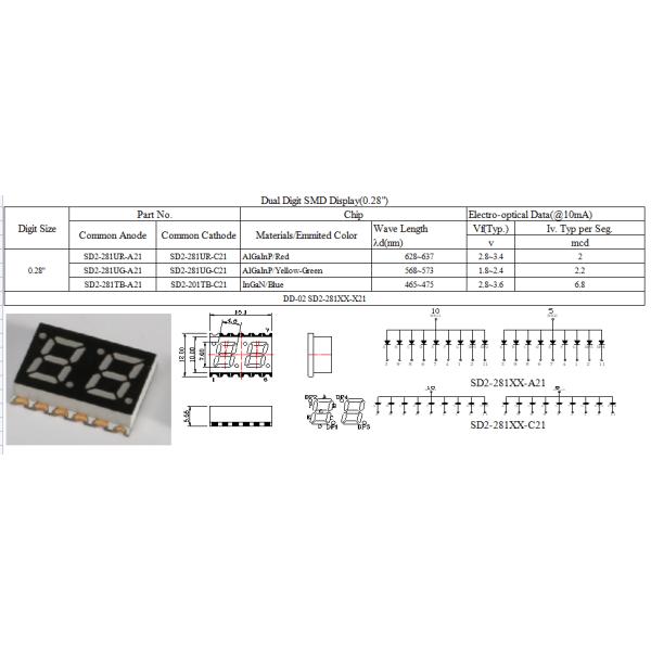 Three Digit LED SMD Display 0.2 Inch Seven Segment For Indoor