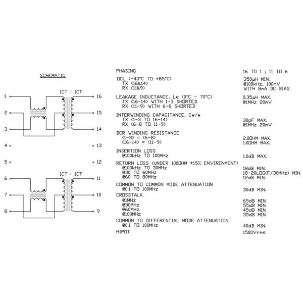 S558-5999-T5-F Lan Transformer Magnetics Module Single Port 16Pins HX2260NLT