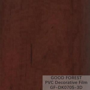 China ODM PVC Interior Film Blistering Decorative Wooden Grain Red Color on sale