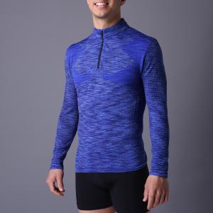 China Active men's sport coat,  XLSC002, melange blue, seamless stretch long sleeve,T-shirt.  better silhouette on sale