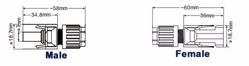 Excellent Flexibility Solar Panel Connectors Mc4 , 1M Length Mc4 Solar Cable Connectors