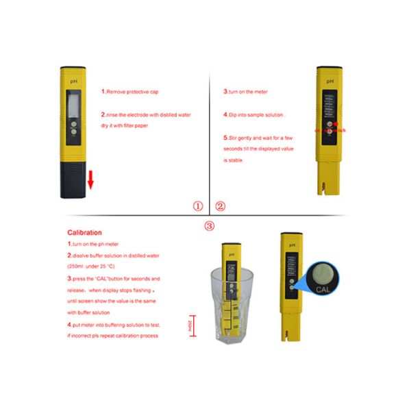Laboratory Digital PH Meter Pen Type For Aquarium / Pool Water , Hgih Accuracy