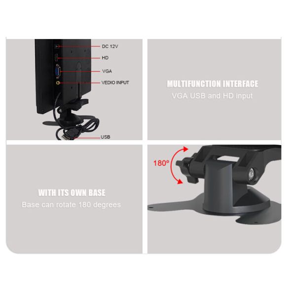 10.1 Inch Computer LCD Monitor Wide Screen 1280x800 IPS VGA HDMI USB