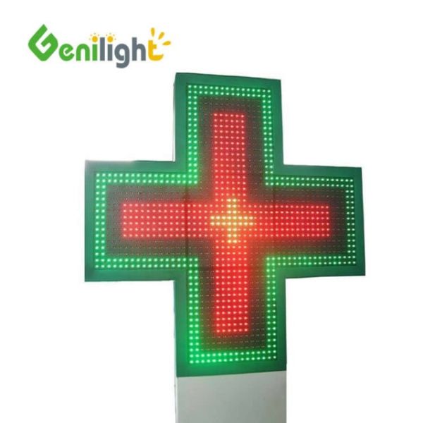 1G Pixel Configuration Custom Size Full Color Pharmacy LED Cross Sign with RGB